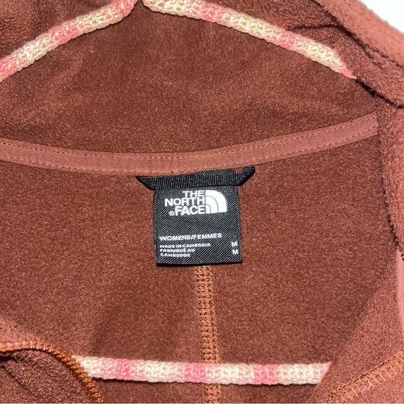 North Face Glacier cropped 1/4 zip fleece neck logo brown M top pullover sweater - Picture 3 of 7